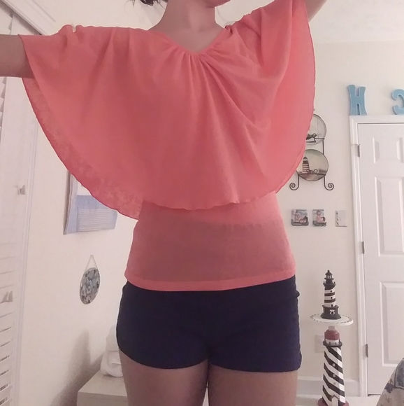 Pink Flowy Top with Shoulder Cutouts - Picture 8 of 14